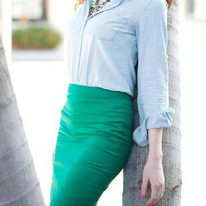 J.Crew Cotton No.2 Pencil Skirt (#59369) in Jade